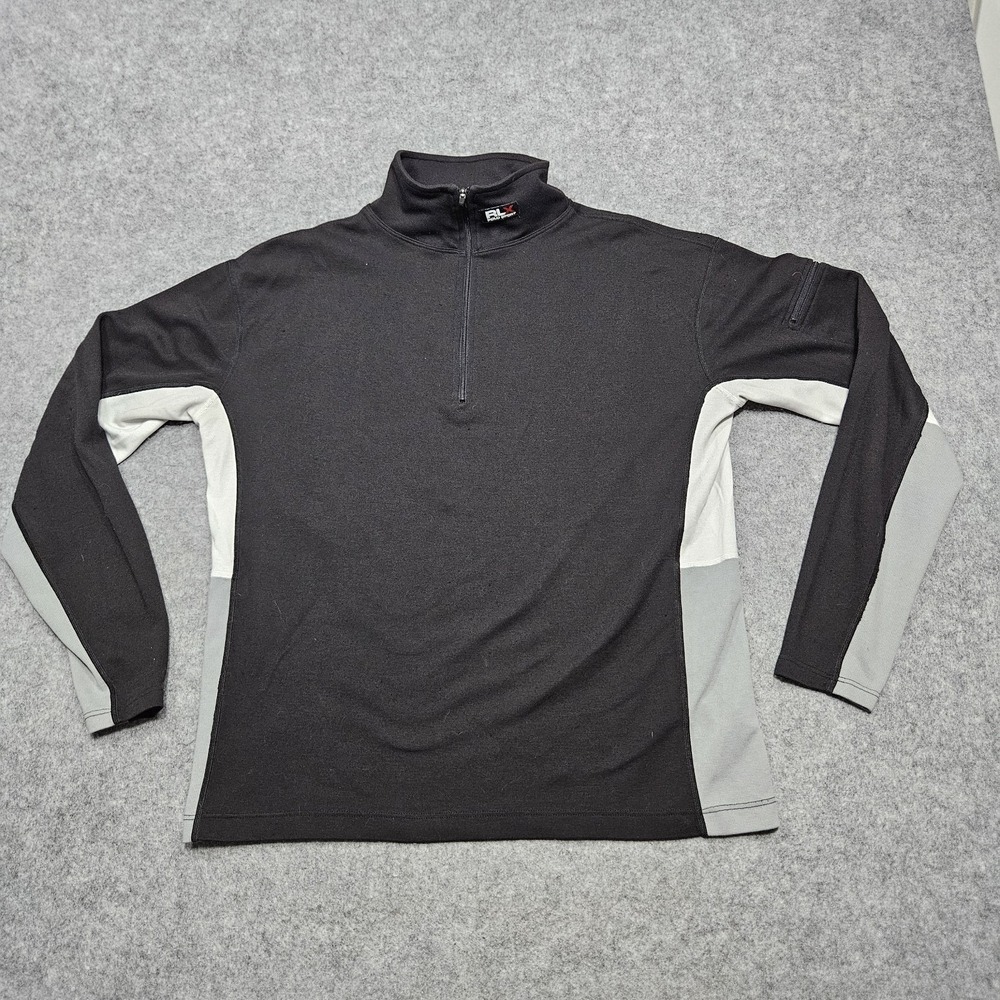 Polo Sport Ralph Lauren RLX‎ MENS SIZE Medium Black Pullover 1/4 Zip VINTAGE 90s